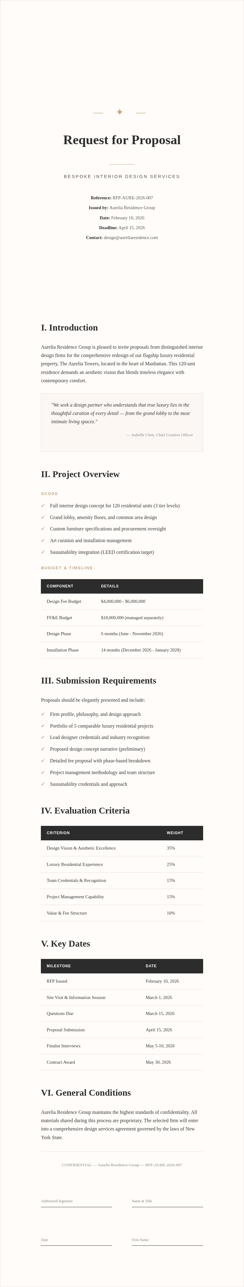 Elegant Sophisticated Request for Proposal